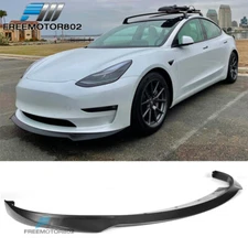 Fits 17-23 Tesla 3 Front Bumper Lip Spoiler Splitter PP Black Ikon Style