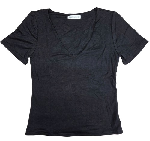 Wasabi + Mint T-shirt Black V-Neck Womens Size S Rayon/Spandex NWOT