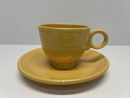 Vintage FIESTAWARE Antique Gold Original Tea Coffee Cup & Saucer