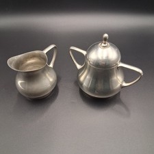 RIO Tiel Holland Pewter Sugar Bowl & Creamer Set MCM Zuiver Tin Vintage