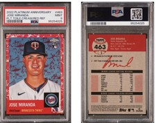 2022 Topps Chrome Plat Anniv Toile Crm/RED REF Jose Miranda Rookie #2/5 PSA 9