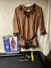 NATIVE AMERICAN GIRL HALLOWEEN CHILDRENS COSTUME SIZE-Large