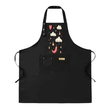 Kitchen 2 Pack Bib Apron - Adjustable with 2 Pockets Stylish Black Apron