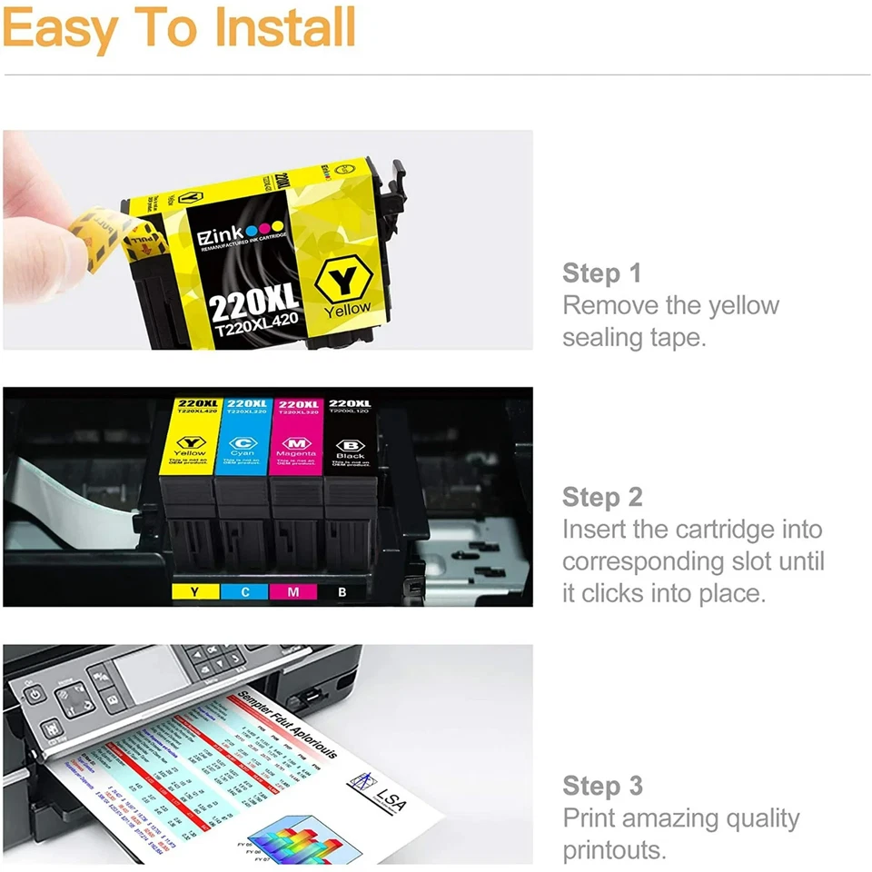 E-Z Ink 220XL Ink Cartridge Replacement for Epson 220 XL 220XL T220XL Compatible - Image 3 of 4