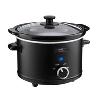 Slow Cooker 2.5 Litre Tempered Glass Lid, Removable Ceramic Bowl & Timer Black
