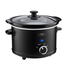 Slow Cooker 2.5 Litre Tempered Glass Lid, Removable Ceramic Bowl & Timer Black