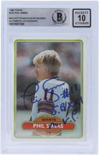 Phil Simms Giants Signed 1980 Topps #225 BAS 10 Rookie Card w/SB XXI MVP Insc