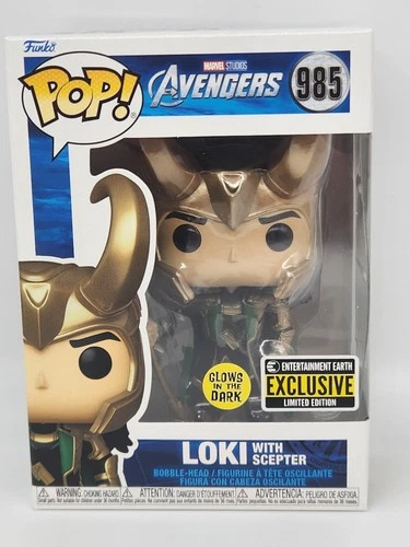 Funko Pop! Marvel Avengers Loki With Scepter #985 Glow In The Dark EE Exclusive