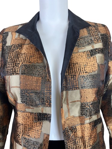 Gumps Womens Multicolor Satin Pattern Jacket Abstract Blocks Design Size 12 - Picture 4 of 8