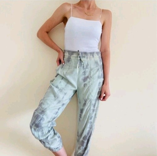 Anthropologie Marrakech Jogger Pants Harmony Curpo Tie Dye Womens L Green Gray