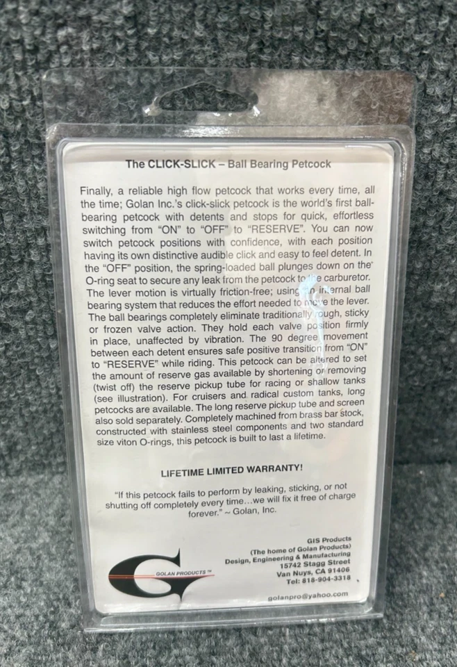 GOLAN PRODUCTS 0705-0017 75-516S-CS "Click-Slick" Fuel Petcock — 3/8" NPT - Image 4 of 4