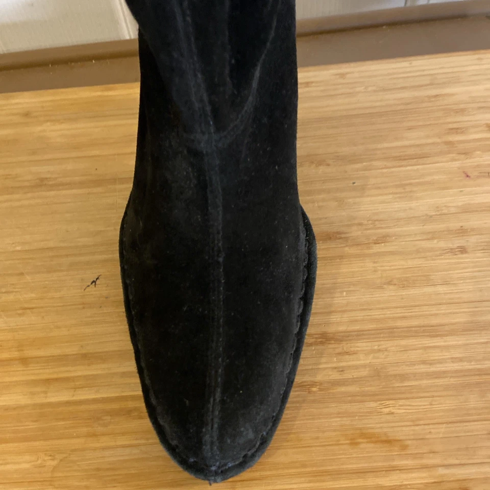 HOT IN HOLLYWOOD Negro Gamuza Convertible Botas holgadas Cuero Tacón Alto 8 M Foto 4 de 4