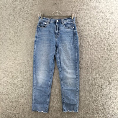 American Eagle Jeans Womens 6 Regular Cropped Hi-Rise Cotton Blend Raw Hem Blue
