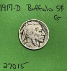 1917-D Buffalo 🦬 Indian Head Nickel 5c Good GD