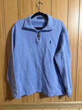 Polo Ralph Lauren Men's Blue Quarter Zip Pullover Sweater Large 1/4 Zip Polo