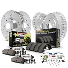 Power Stop K15114DK-26 Front and Rear Z26 Carbon Fiber Brake Pads with Drille...