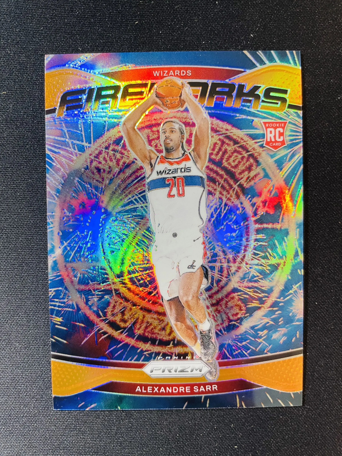 2024-25 Panini Prizm Fireworks Alexandre Sarr #21 Orange 21/49 RC Wizards YP66