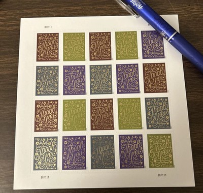 USPS Thank You Booklet Pane of 20 Stamps Scott # 5519-5522 (MNH)