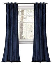 Prima Velvet Curtains Color Block Light Filtering Window Panel Set for Living...