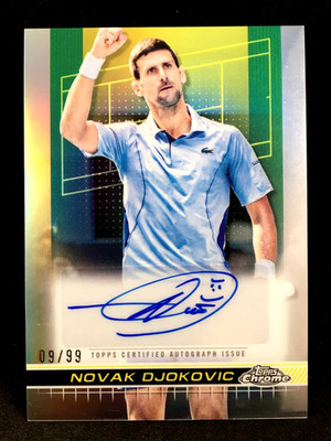 Novak Djokovic 2024 Topps Chrome Tennis REFRACTOR /99 Auto SP - CLEAN AUTOGRAPH