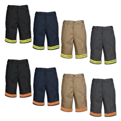 Reflective Hi Vis Cargo Pocket Work Shorts Enhanced Visibility Flex Uniform NEW