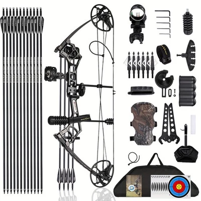 MOTION ZEUS Compound Bow For Adults ＆ Youths,0-70Lbs,Adjustable Archery Hunting Training Set