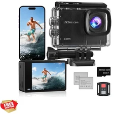4K 60FPS Action Camera with 64GB Card-48MP Waterproof Camera,40M Underwater C...