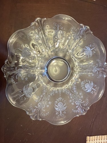 Plato grabado orquídea Heisey 15,5” diámetro vidrio transparente