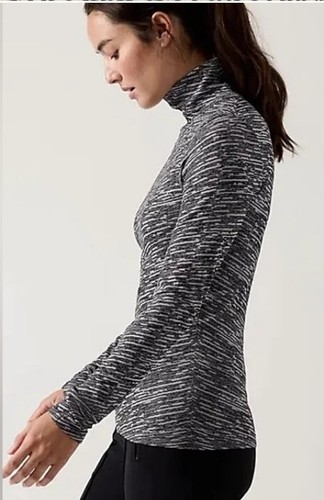 Athleta Women Turtleneck Shirt Small Flurry Blizzard Seamless Athleisure Sports - Picture 2 of 12