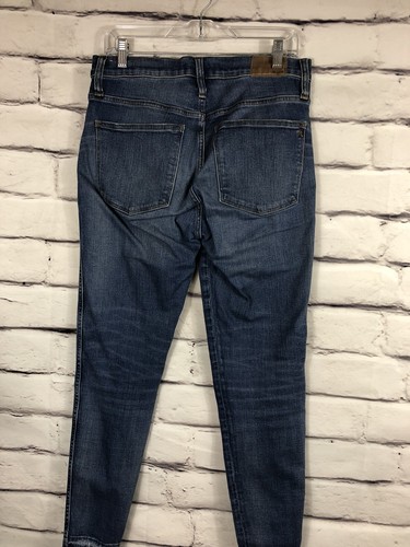 Madewell Women's Blue Denim Medium Wash 9" High Rise Skinny Jeans Sz 30 Raw Hem - Picture 2 of 6