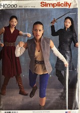 Simplicity Pattern H0200 Sz 14-22 Misses' Warrior Costume Pants Top Arm Wrap NEW
