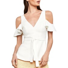 bcbg cold shoulder peplum top