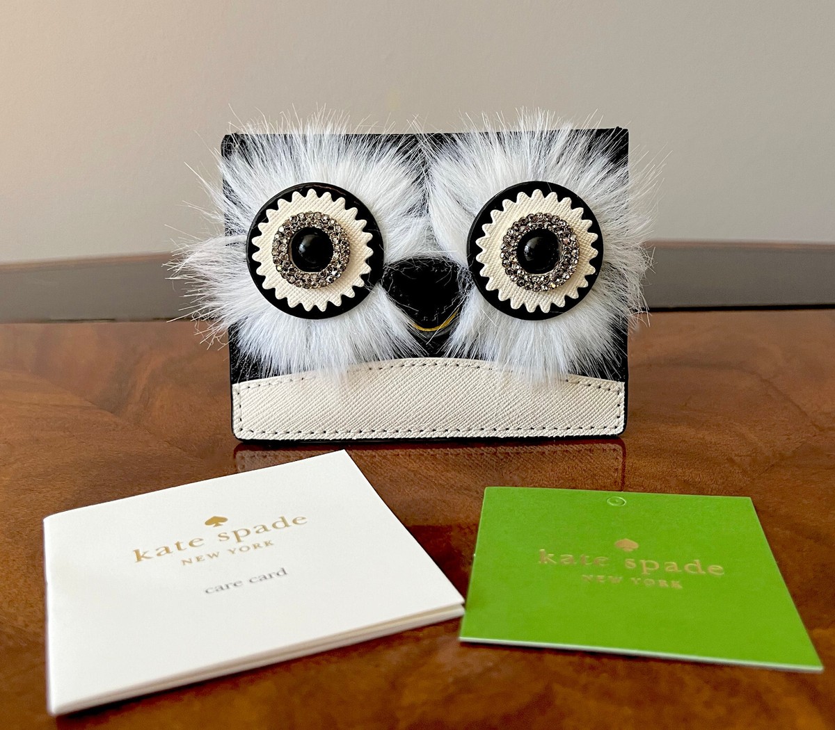 Retired Kate Spade 2019 Embellished Penguin Saffiano Leather Card