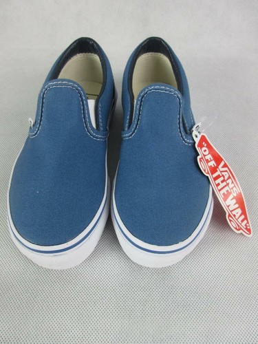 VANS CLASSIC SLIP-ON BLUE WHITE KID'S SHOES SNEAKERS 11.5K NWT - Picture 2 of 12