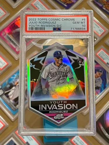 PSA 10 - 2022 TOPPS COSMIC CHROME JULIO RODRIGUEZ YOUTH INVASION SSP POP 4