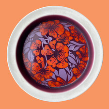 Carlton Ware Bowl Orange and Purple Floral Bowl / Ashtray - 1960s Vintage