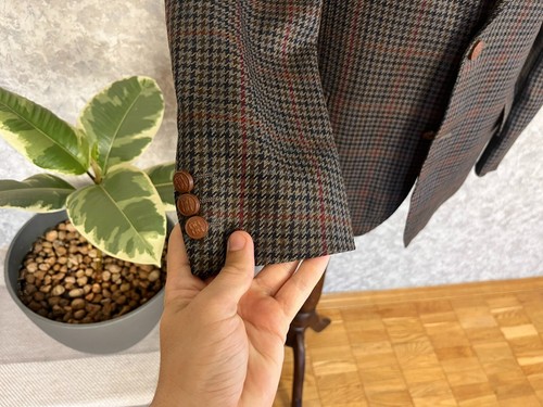 DAKS Signature Multicolor Wool Tweed Houndstooth Check Sport Coat 42, EU 52 - Picture 6 of 12