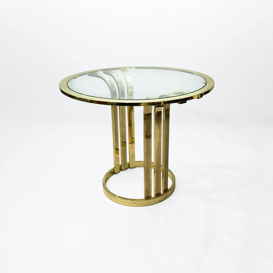 Brass Plated Art Deco Style Side Table 1970s Glamour Vintage Hollywood Regency - Image 2 of 4
