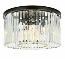 Crystal Foyer or Dining Room 8 Light Matte Bl...