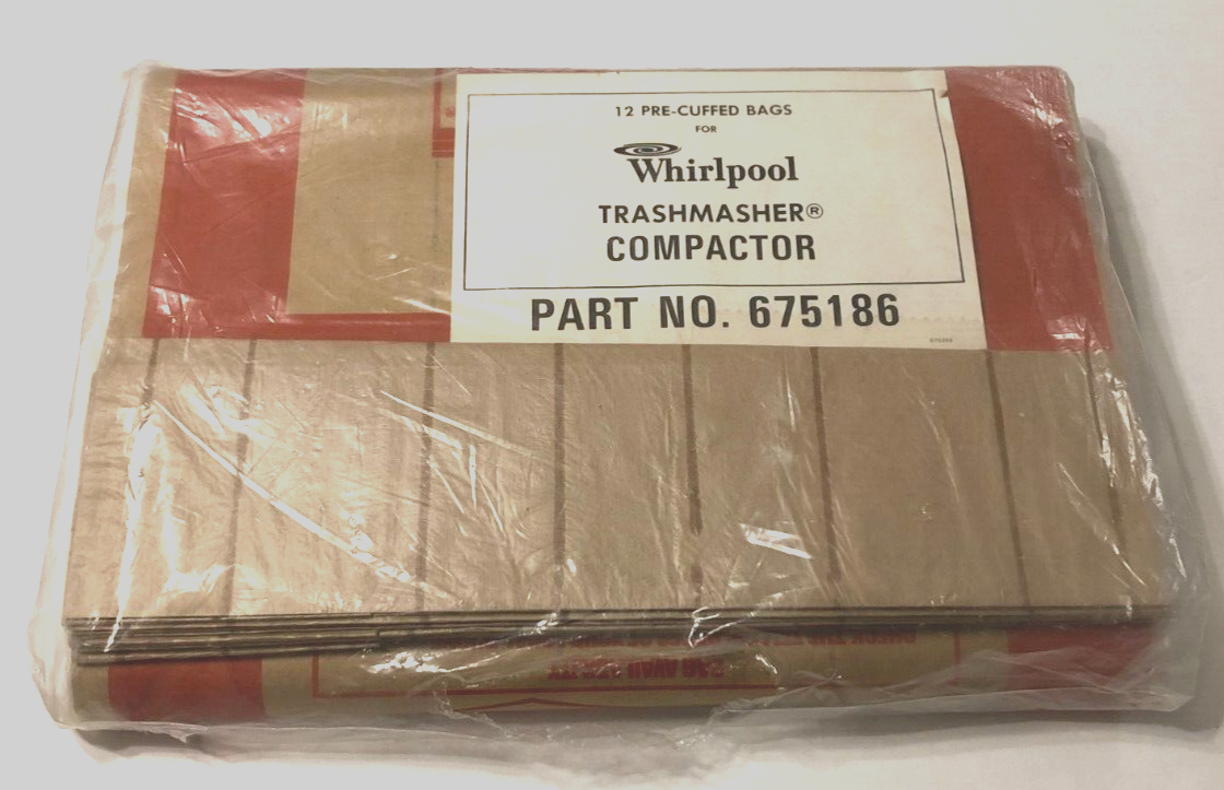 (12) Whirlpool Trash Masher Compactor Bags PreCuffed 2Ply 675186 Brown New eBay