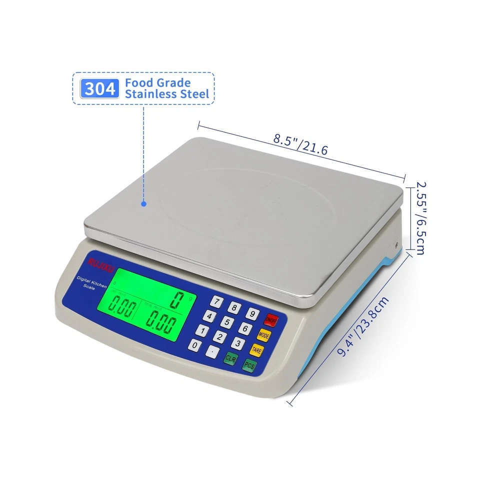 Báscula de cocina digital grande 30 kg báscula comercial para alimentos 66 lb para Bak... Envío rápido Foto 2 de 4