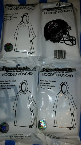 2 Atlanta Falcons Hooded Rain Poncho NFL --ONE SIZE FITS MOST - Picture 2 of 2