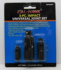 Impact Uninversal Joint 3 pc Set CAL HAWK socket drive tangs spring loaded ball