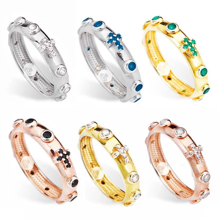 Anello AMEN I ROSARI in Argento 925 con Colori Cristalli e Misure Varie - Immagine 2 di 4