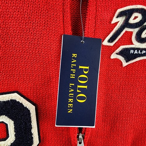Polo Ralph Lauren Long Sleeve Latterman Jacket Boys L 14/16 Red Multi Full Zip - Picture 8 of 15