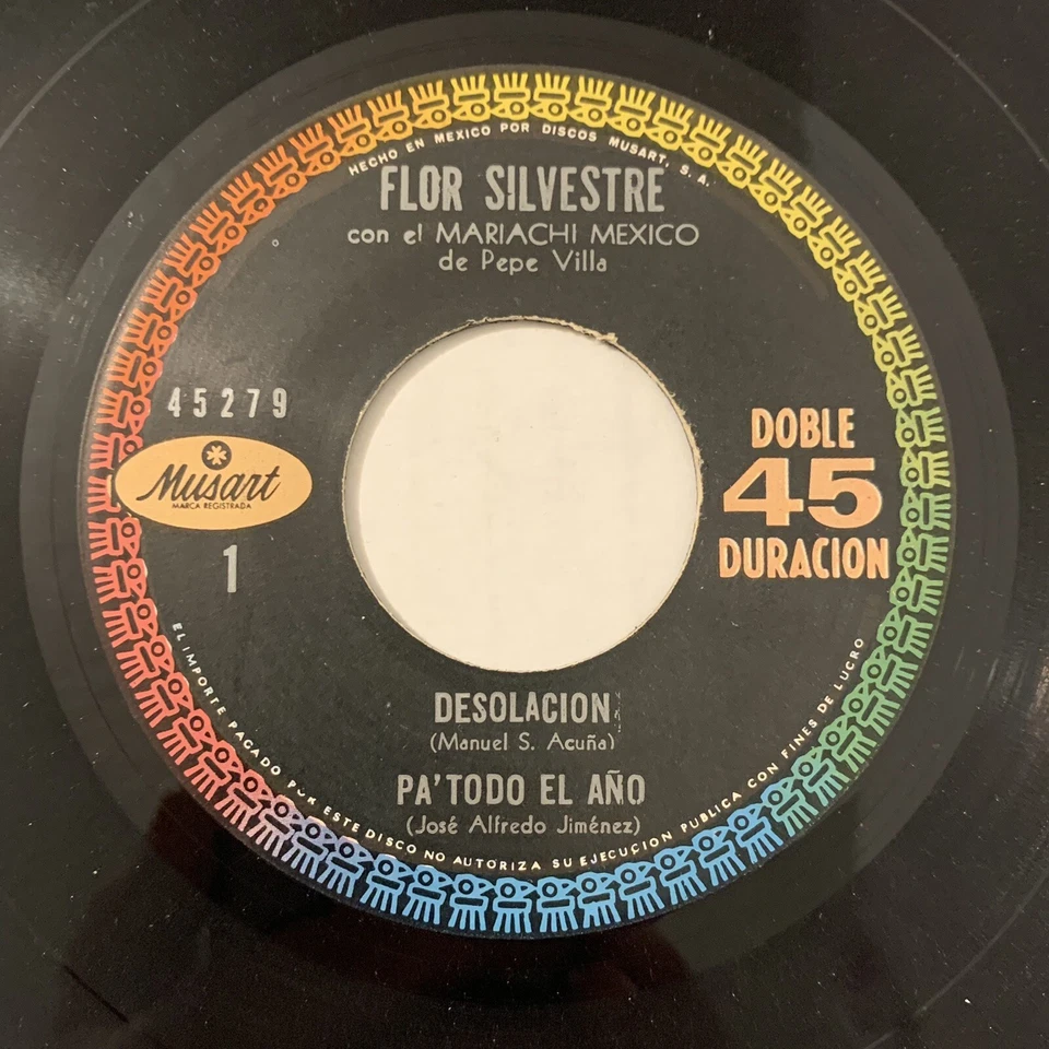 Flor Silvestre EP Vinyl Record 45 7 Inch Desolacion Mariachi Mexico Pepe Villa - Image 3 of 4