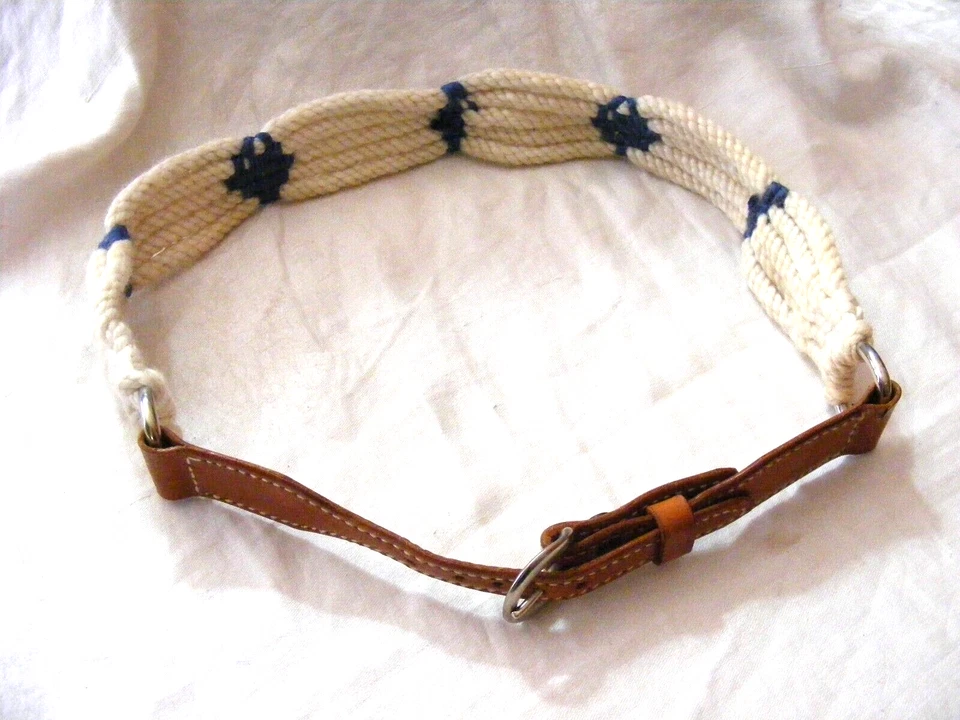 Cinturón vaquera vintage tejido cuerda estilo concho extremos de cuero para mujer 35 Foto 3 de 4