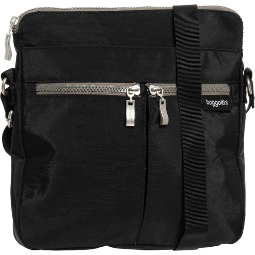 NWT Baggallini Comrade Crossbody Shoulder Bag 2 Front Zip Black Travel