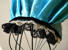 Vintage Doll Hat/Bonnet Blue Satin  Black Velvet
