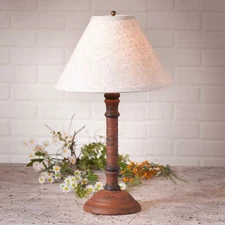 Gatlin Wood Table Lamp with Ivory Linen Shade in 3 Color Choices/Country Lamp